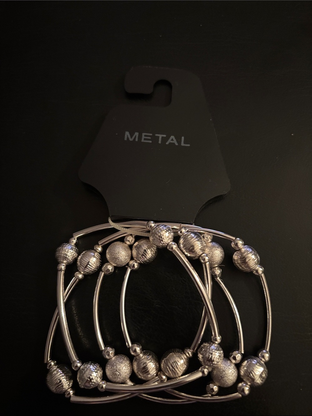 Kohl's Silver-Tone Textured Bead Bracelet Stack